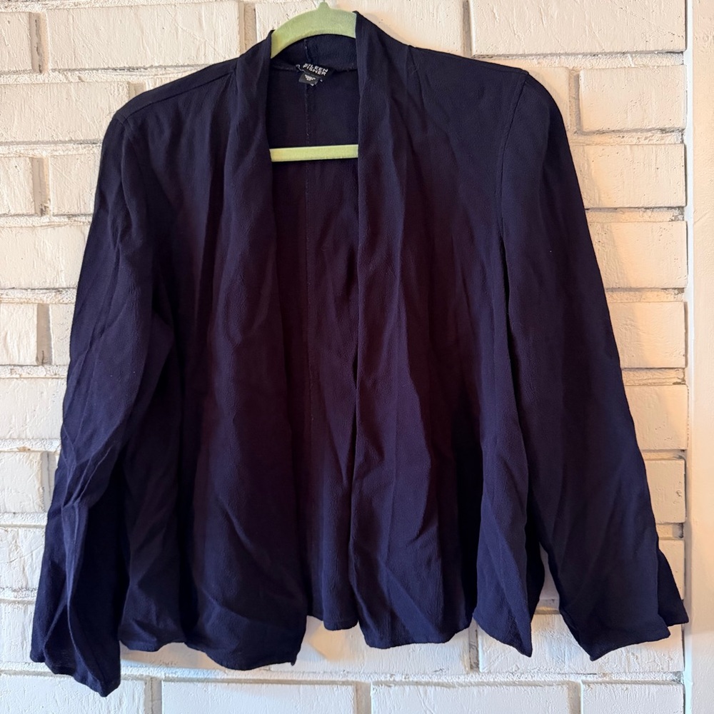 Eileen‎ Fisher navy Rayon Open Front Top